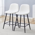 thumbnail image 6 of Bar stools Set of 2, Faux PU Leather Counter Height Bar Stools, Dining Room Chairs with Metal Legs & Soft Backrest, Easy to Assemble(White), 6 of 9
