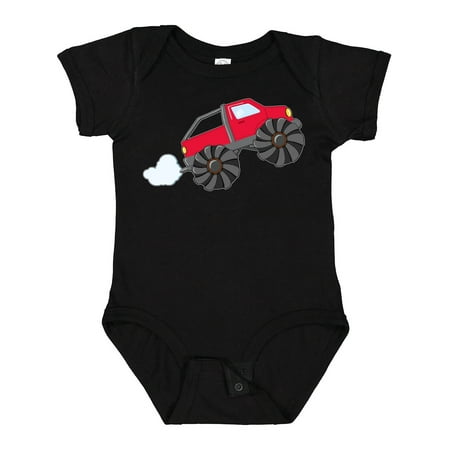 

Inktastic Red Monster Truck Action Boys or Girls Baby Bodysuit