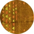 thumbnail image 1 of Ahgly Company Machine Washable Indoor Round Solid Yellow Modern Area Rugs, 6' Round, 1 of 4