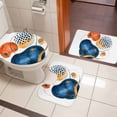 thumbnail image 5 of Abstract Geometric Bathroom Rugs Set Blue Red Orange Modern Minimalist Non Slip Absorbent Soft Bath Mats 3 Piece Set with Bathroom Rug, U-Shaped Floor Mat, Toilet Seat Cover Large Size, 5 of 9