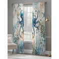 thumbnail image 3 of Nautical Teal Sheer Curtains 108 Inch Long 2 Panels, Octopus Ocean Coral Starfish Coastal Map Light Filtering Rod Pocket Curtains, Sheer Voile Drapes for Living Room Bedroom, 52"x108", 3 of 8