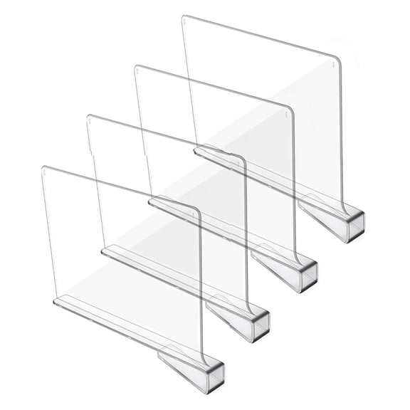 Winyuyby 4Pcs Shelf Dividers for Closet Organization, Closet Shelf Organizer Closet Separator for Shelves Clear Shelf Dividers