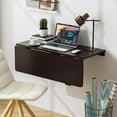 thumbnail image 2 of YANG2 Wall Mounted Folding Table, 31.5" x 23.5" Wood Murphy Desk, Drop-Leaf Space Saving Floating Table for Small Spaces, Study, Bedroom, Bathroom (Brown), 2 of 10