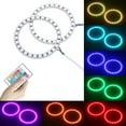 thumbnail image 1 of DC12V 10W 2 × 80 MM RVB multicolore LED Angel Eyes Ring Halo SMD5050 avec télécommande réglable luminosité Dimmable 16 couleurs changeant Flash / Strobe / Fade / Smooth 4 modes dynamiques pour camion, 1 of 7