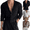 Black, variant on Frnrwgo Men's Button Front Shirts Long Sleeve Turndown Collar Loose Fit Solid Color Open Front Casual Top