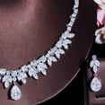 thumbnail image 5 of Shiny White Gold CZ Leaf Drop Dangle Necklace Earrings Dancing Party Jewelry Set, 5 of 8