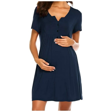 

TOTO Women Maternity Short Sleeve Hight Waist Dress For Daily Wearing Or Baby Shower