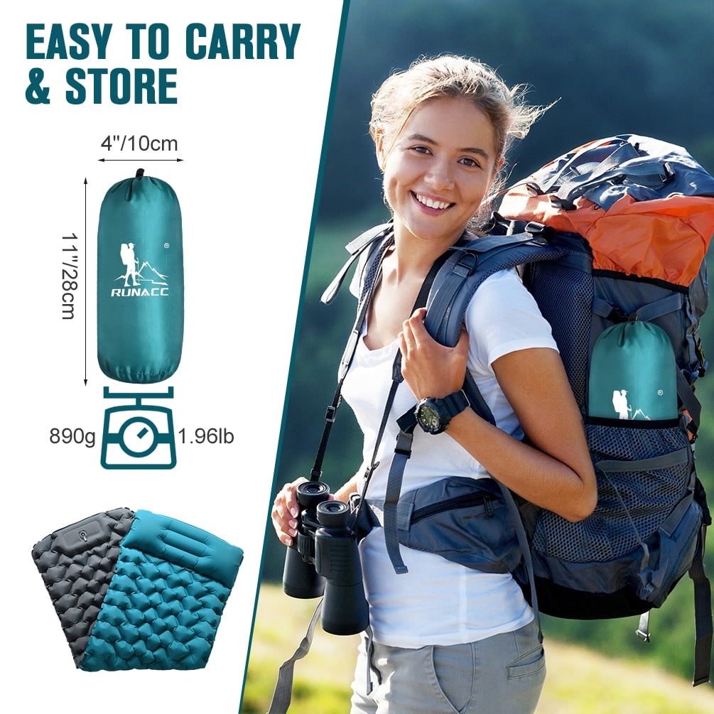 Uarter Sleeping Pad: 79 × 28 Inch Inflatable Sleeping Mat Waterproof Camping Pad Camping Mattress for Backpacking, Hiking, Traveling, Blue