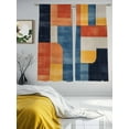 thumbnail image 3 of Abstract Stitching Sheer Curtains for Living Room Bedroom, Light-filtering Sheer Curtain, White Orange Blue Fluid Wash Art Rod Pocket Voile Window Treatment Drapes, 52’’Wx63’’L, 2 Panels Set, 3 of 7