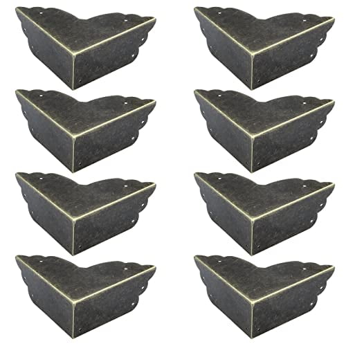 Antrader Metal Box Book Corner Edge Safety Protector Cover Guard Bronze Tone Pack of 48 