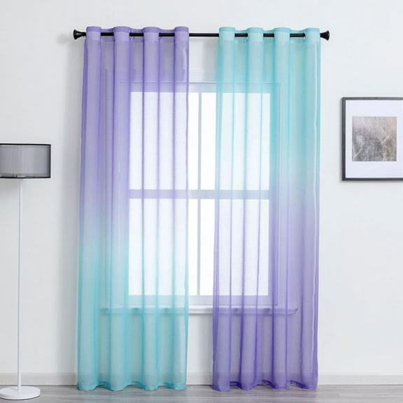 Bedroom Curtains for Girls Room Decor Grommet Ombre Thin Clear See Through Curtains for Windows