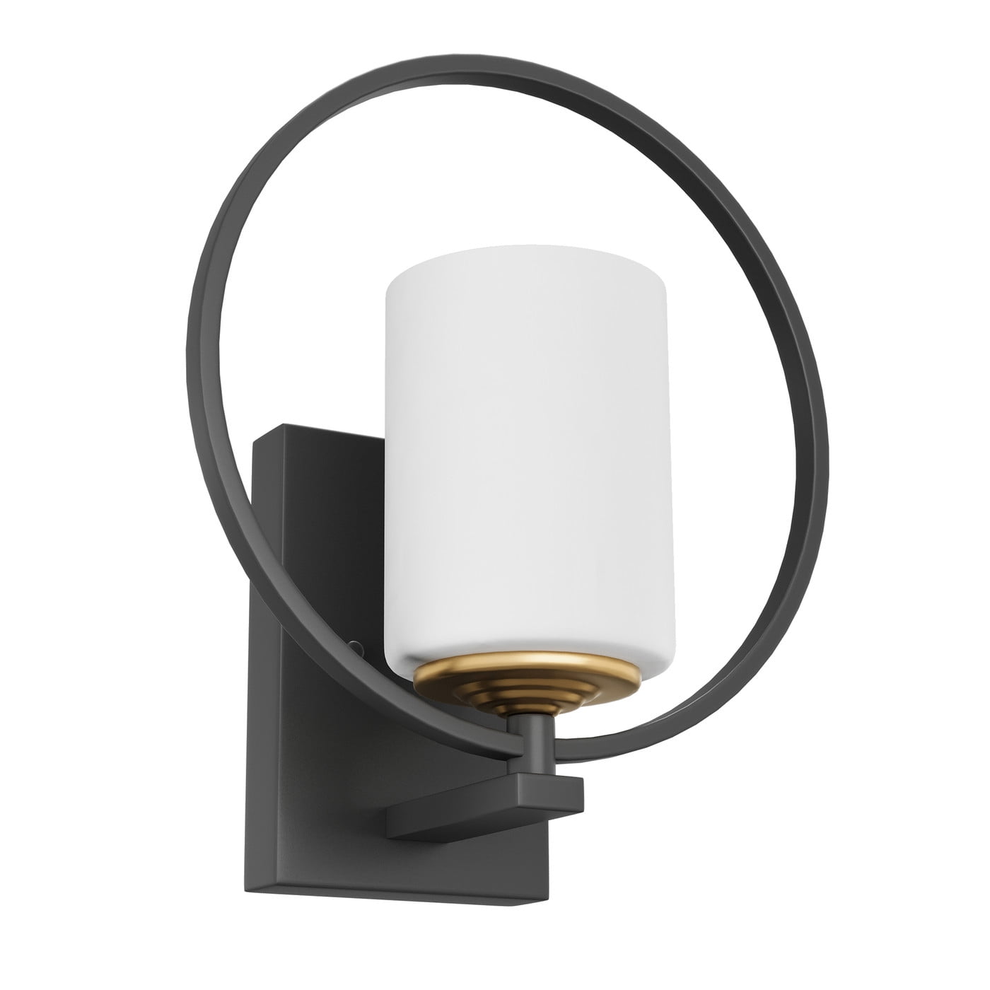 Aiwen 1-Light Wall Sconce Cylinder Minimalist Rustic Lighting Fixture with Circle Frame