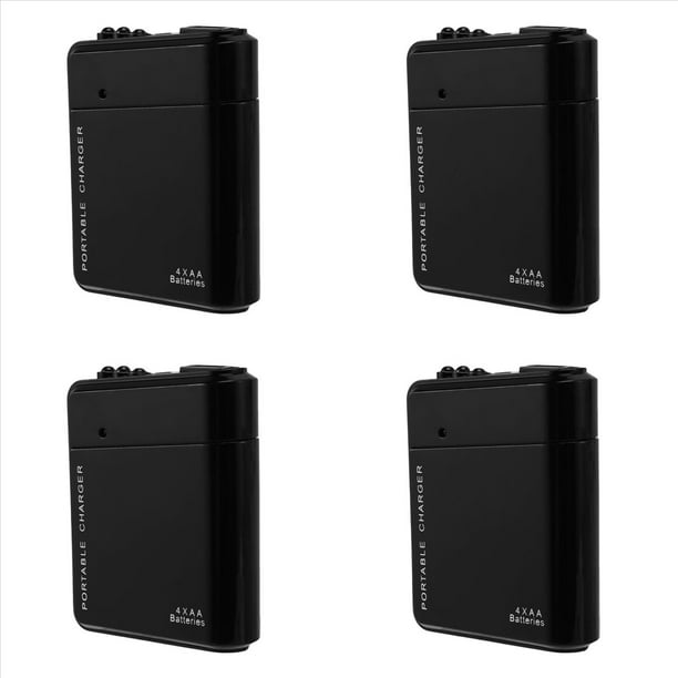 4piezas Negro 4x AA Bateria Portatil Cargador de Potencia de Emergencia USB para Telefono Celular