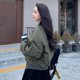 thumbnail image 4 of -Chaqueta Bomber de moda coreana para mujer, ropa de calle de gran tamaño, chaquetas de béisbol elegantes con cremallera para mujer, abrigo negro de invierno, 4 of 5
