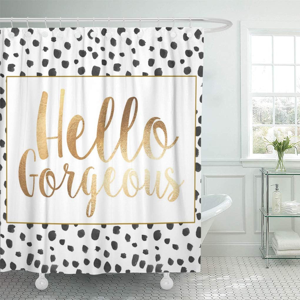 CYNLON Black Hello Gold Spots Modern Living Room Bathroom