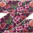 thumbnail image 1 of IBA Indianbeautifulart Pink Flower & Leaves Watercolor Printed Ribbon&nbsp;Trim&nbsp;By 9 Yard Dupion Fabric Laces For Crafts Sewing Accessories 3 Inches, 1 of 1