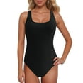 thumbnail image 1 of Women's Tankini Swimsuits Athletic Racerback Bathing Suit Color Block Summer Women's Swimwear Black, 1 of 4