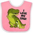 thumbnail image 3 of Inktastic I Love My Dad with Baby and Daddy Tyranasaurus Rex Boys or Girls Baby Bib, 3 of 4