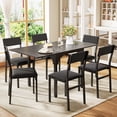 thumbnail image 1 of Comedor Extensible 4–6 Personas con Mesa Ajustable y 6 Sillas – Diseño Moderno, Estructura Metálica Asientos Acolchonados convertible de 75 cm a 150 cm, 1 of 8
