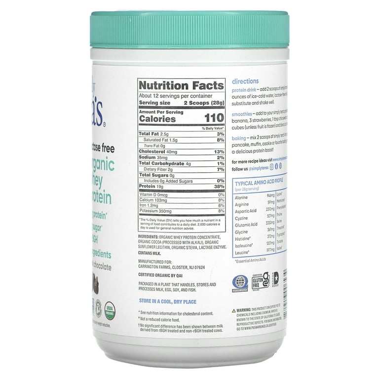 Tera's Whey Protein Powder, Grass-Fed, Lactose Free, Chocolate
