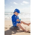 thumbnail image 3 of BemeyourBBs Toddler Baby Boy Girl One Piece Swimsuit Kids Infant Bathing Suit Long Sleeve Rash Guard Half Zipper Shark Swimwear Sunhat Set UPF 50+, 3 of 9