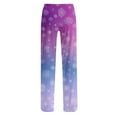thumbnail image 3 of Women's Fashion Loose Casual Printed Casual Pants with Christmas Print, Comfortable Home and Sleepwear Bottoms, Elastic Waist for Easy Wear, Purple Pink, 3XL, 3 of 6
