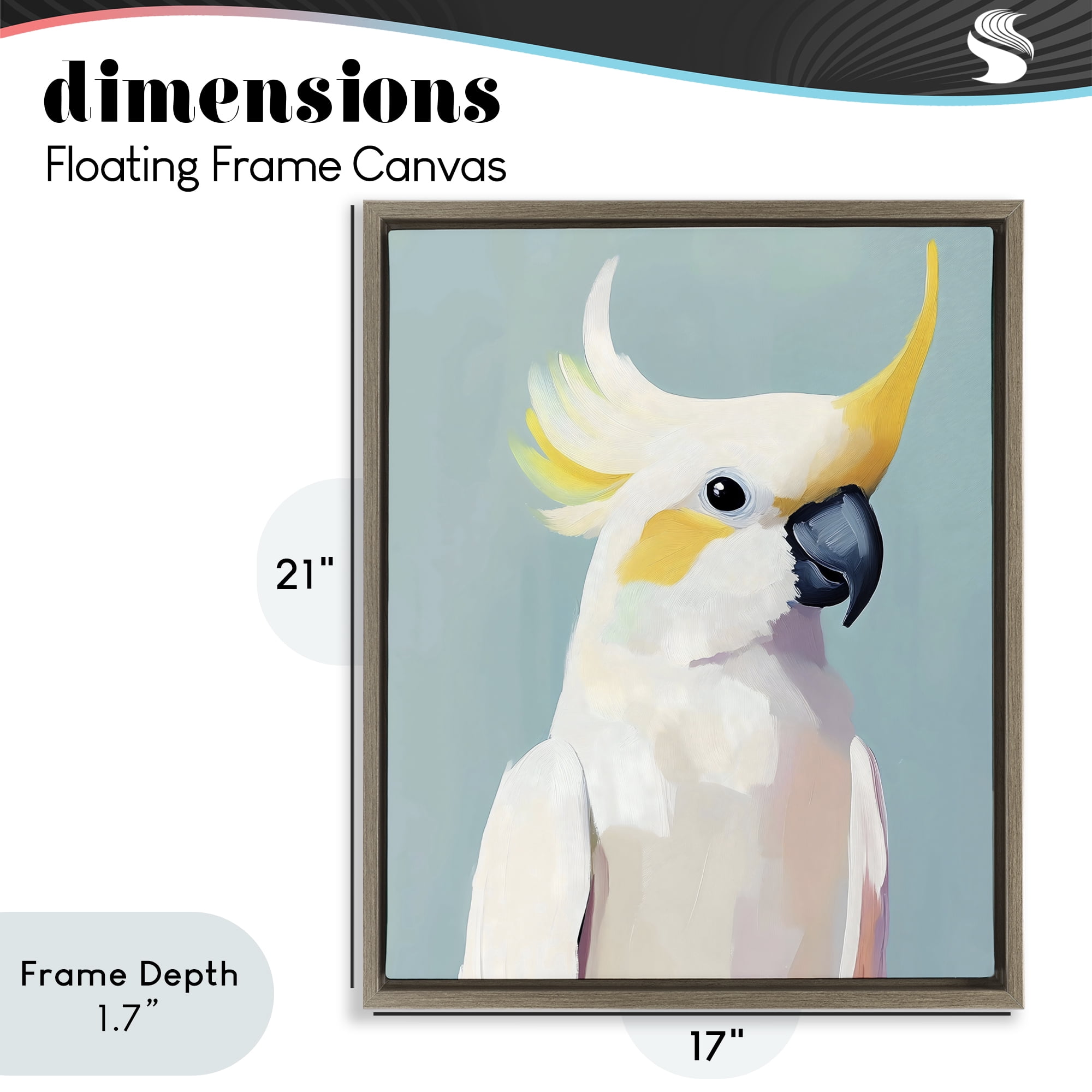 Stupell Industries Yellow Crested Cockatoo Brown Framed Floater Canvas Wall Art, design by The Prints Vibe