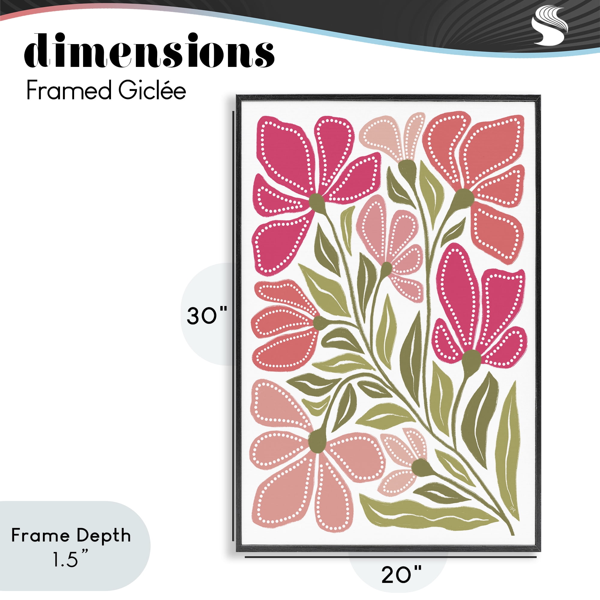 Stupell Industries Bold Midcentury Blooms Black Framed Giclee Art, design by Martina Pavlova