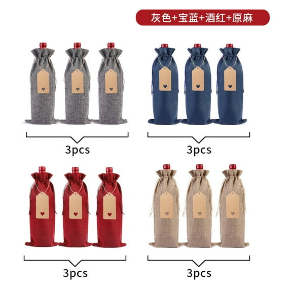 12PCS Wine Bottle Bags with Drawstring Jute Hessian Burlap Wine Gift Bottle Bags