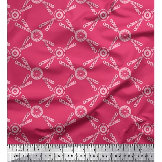 Soimoi Poly Georgette Fabric Dots & Circle Geometric Print Fabric by Yard 52 Inch Wide