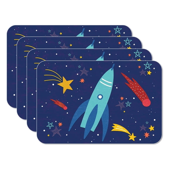 Highland Home "Space Flight" Child 4-Pack Reversible Easy Care Plastic Placemats