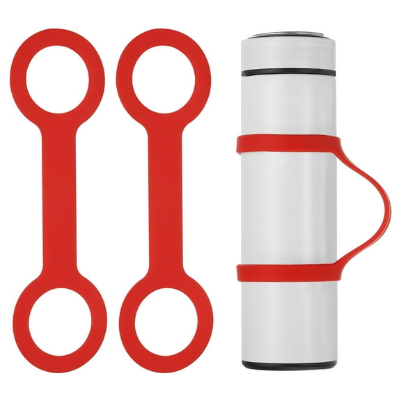 Uxcell 2 Pcs Water Bottle Carrier Grip Silicone Water Handle Grip, Red
