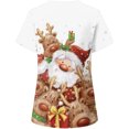 thumbnail image 3 of Puntoco Mujer Navidad Manga corta Cuello en V Uniforme de trabajo Estampado Ropa de trabajo Blusas Jersey Camisetas tops Puntoco Puntoco-6607, 3 of 4