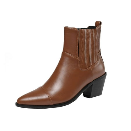 

Boots Clearance Juebong Plus Size Ladies Autumn And Winter Boots Pointed Toe Thick High-heeled Boots
