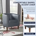 thumbnail image 5 of Accent Arm Chair Barrel Tub Club Chair PU Leather Single Sofa Modern Upholstered Blue Armchair, 5 of 9