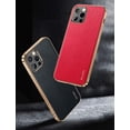 thumbnail image 4 of Compatible with iPhone 13 Pro Leather Case, Slim Luxury Business Style Retro Classic PU with Electroplate Shiny Gold Frame Soft Hybrid Bumper Shockproof Cover Protective Phone Case Black, 4 of 8