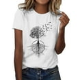 thumbnail image 1 of WEIYLL T-Shirt pour Femmes Décontracté à Imprimé Col Rond Manches Courtes T-Shirts Noirs Tailles TG, 1 of 4
