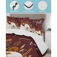 thumbnail image 3 of Full Size Quilt Bedding Set, White Pumpkins Fall Reversible Summer Quilt 3 Pieces, Thanksgiving Floral Botanical Brown Lightweight Bedspreads Coverlets with 2 Pillow Shams for All Seasons, 3 of 5
