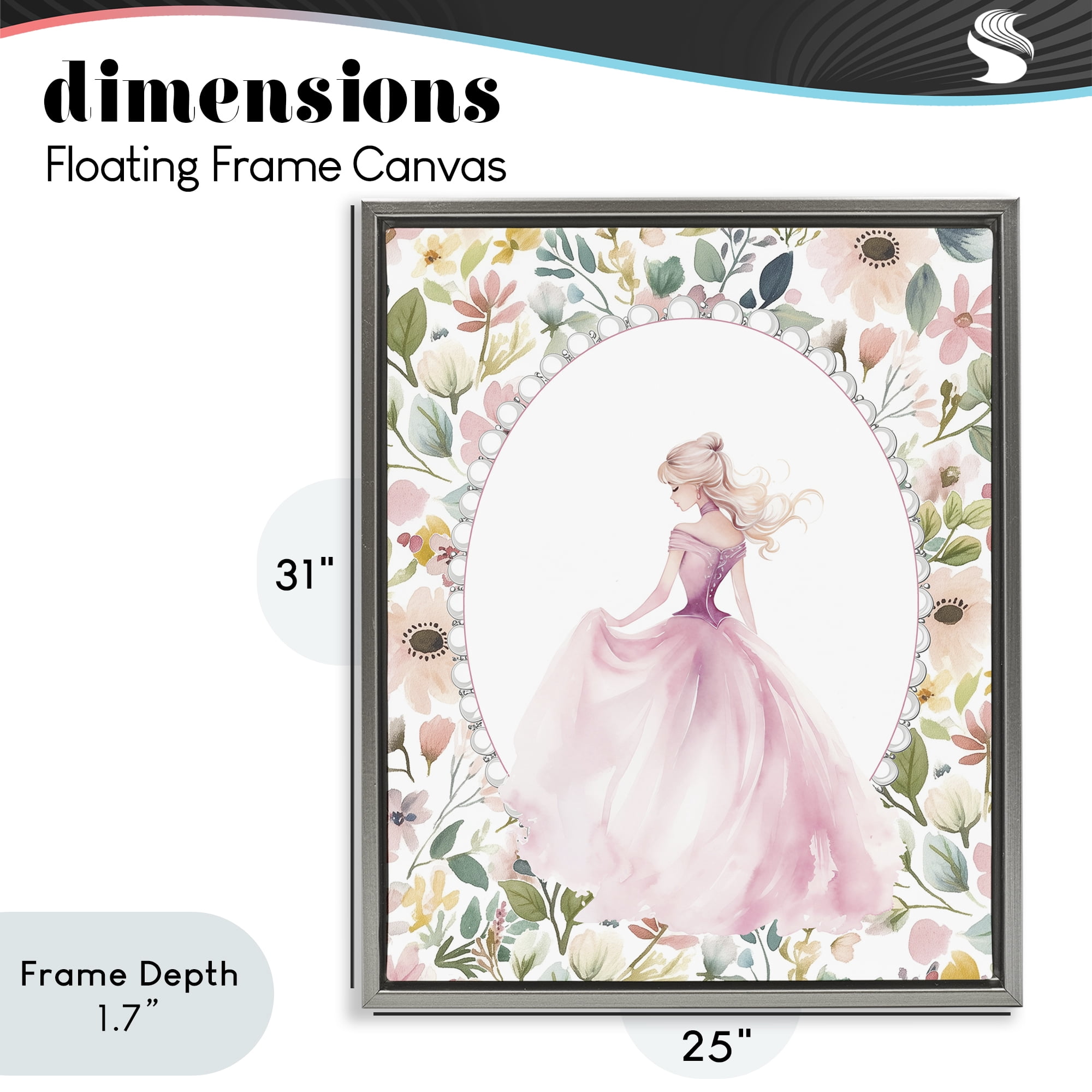 Stupell Industries Graceful Princess Love Gray Framed Floater Canvas Wall Art, design by Christine Simpson Art