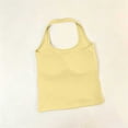 thumbnail image 5 of Womens Cotton Solid Color Halter Tank Tops Backless Double Lined Basic Shirts Trendy Going Out Tops Yellow Free Size, 5 of 5