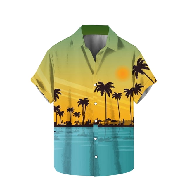 Chemises pour Hommes Imprimé Col Rabattu Chemise Manches Courtes Col Rond Haut/chemise
