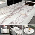 thumbnail image 3 of AbaBoorty 78.8" x15.8" White Brown Marble Contact Paper Glossy Marble Wallpaper Peel and Stick Countertops for Kitchen Bathroom Counter top Stick Paper Granite Self Adhesive Waterproof Wallpaper, 3 of 9