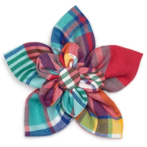 Coral Multi Plaid Flower