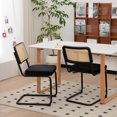 thumbnail image 1 of Dining Chairs Set of 2, Modern Fauex Leather Rattan Side Accent Chairs, Mid Century Upholstered Kitchen Chairs for Dining Rooms Living Rooms Banquets (Black), 1 of 7