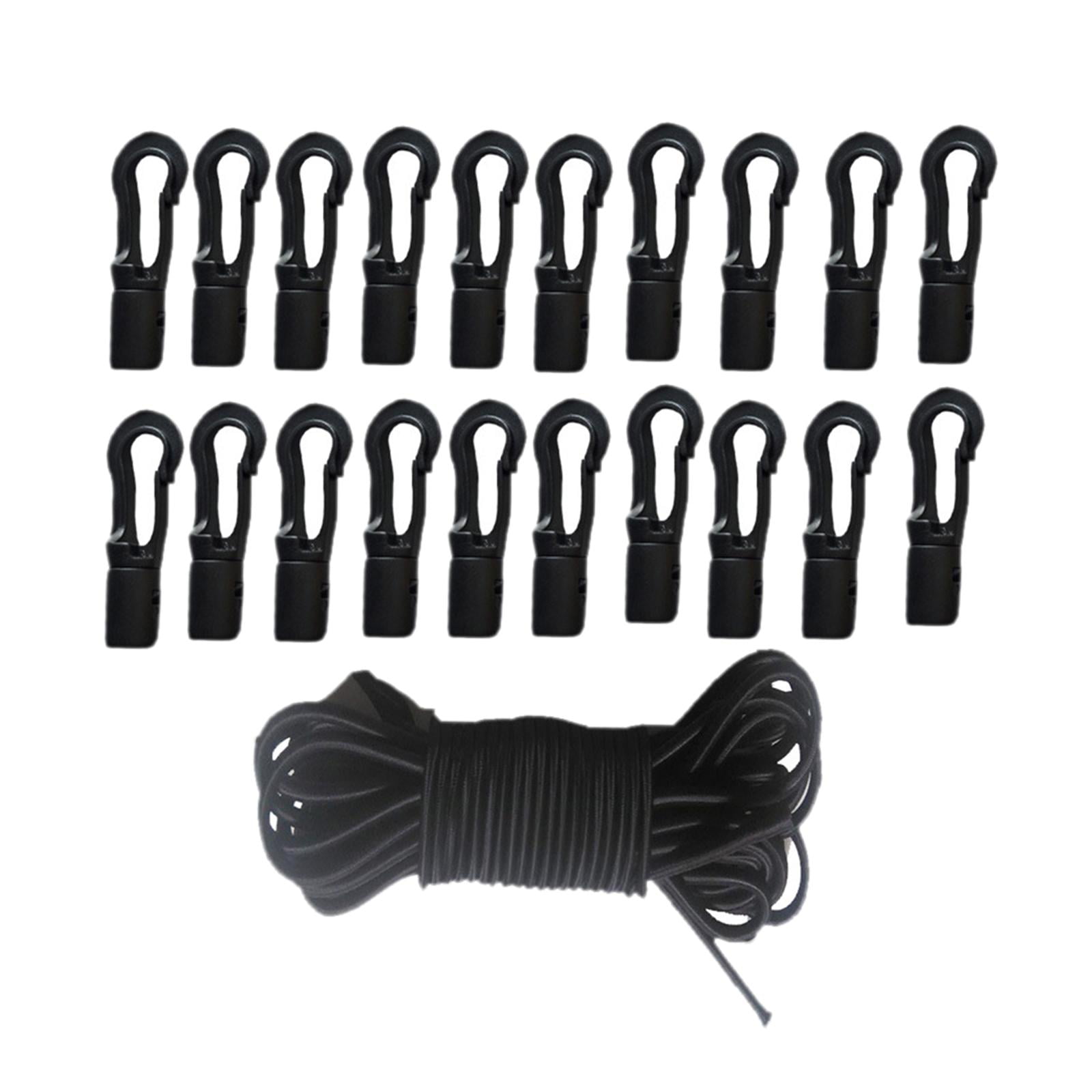 Elastic Bungee Rope w/ 20pcs Bungee Cord Clips for Kayak Camping Indoor 