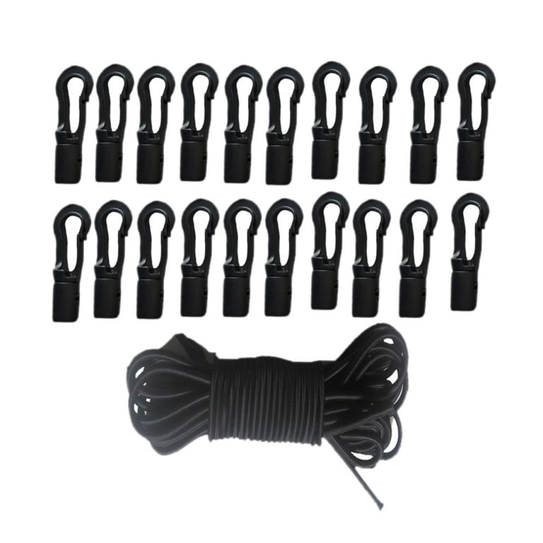 Elastic Nylon Rope with 20pcs Cord Clips Shock Cord Hooks for Kayak  Accessory Indoor Outdoor