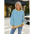 thumbnail image 6 of Deago Women Oversized Striped Color Block Long Sleeve Crew Neck Sweatshirt Casual Loose Pullover Y2K Shirt Top, 6 of 8
