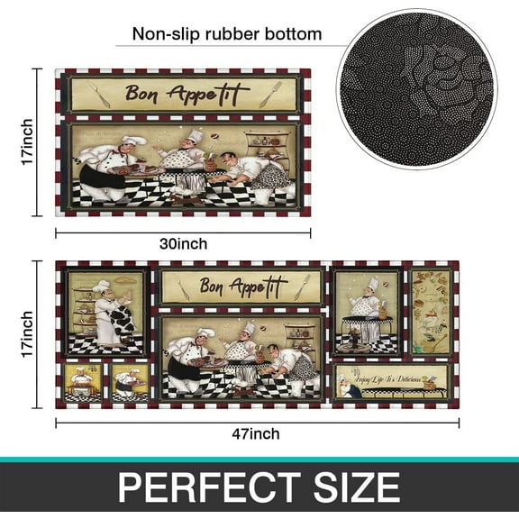 fhxbjoi HIOPTY Brown Kitchen Rug Mat Decor Country Farmhouse Kitchen Sets of 2 Washable Non-Slip Kitchen Mats for Floor 2 Piece