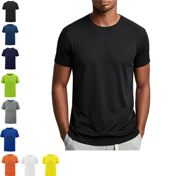 LRGSHF Short Sleeve for Men Quick Dry Active Athletic Casual T Shirt Running Gym Workout Breathable Comfortable Tee Tops Solid Color Short Sleeve Shirt