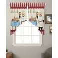 thumbnail image 2 of Chef Swag Valances for Windows, Red Fruit Cake Hat Kitchen Gourmet Vintage Rod Pocket Sheer Valances for Small Windows, Swag Toppers Light Filtering for Kitchen Living Room 2 Panels 28''x36'', 2 of 6